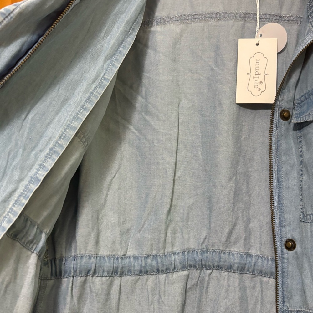 Mud Pie Light Blue Chambray Utility Jacket with Drawstring Size Medium NWT - Picture 9 of 12